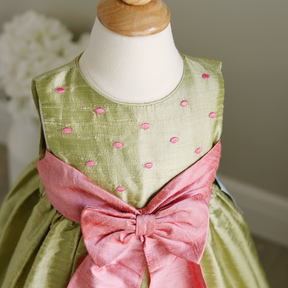 Girl's Dupioni Raw Silk Dress Size 2T Luli & Me Party Dress Special Occasion NWT - Picture 4 of 4